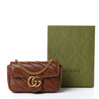 Gucci Azalea Calfskin Matelasse Diagonal Super Mini GG Marmont Shoulder Bag Cuir 13 of 13