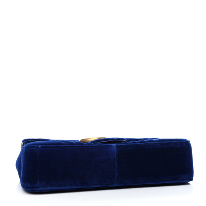 Gucci Velvet Matelasse Medium GG Marmont Shoulder Bag Cobalt Blue 4 of 10