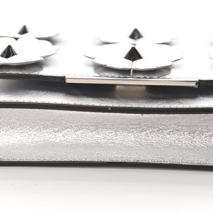 Fendi Vitello Catalan Mirror Flowerland Tube Wallet On Chain Argento 10 of 11