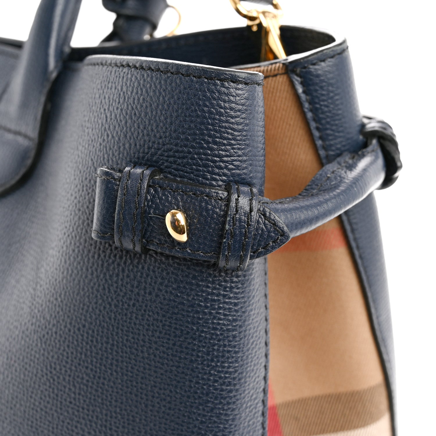 Burberry Grainy Calfskin House Check Large Banner Tote Ink Blue 14 of 15