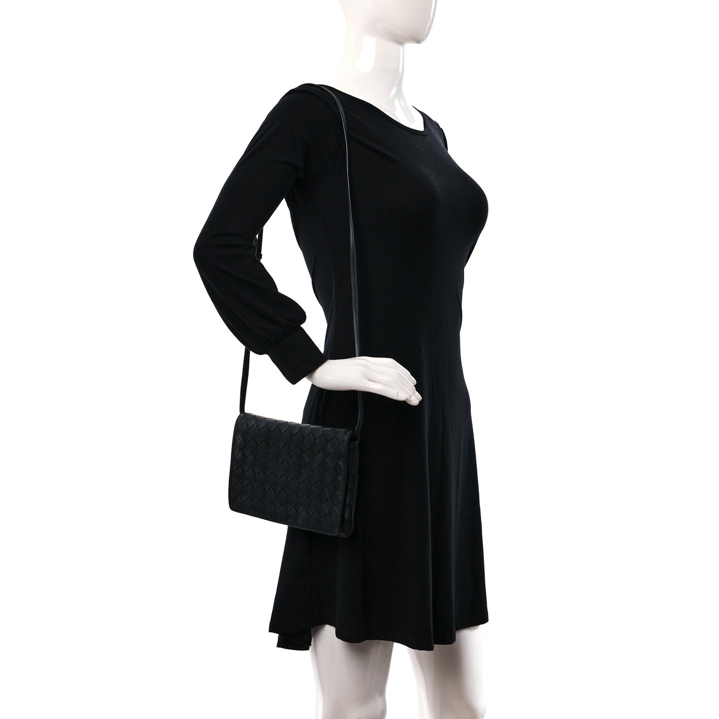 Nappa Intrecciato Crossbody Messenger Flap Black