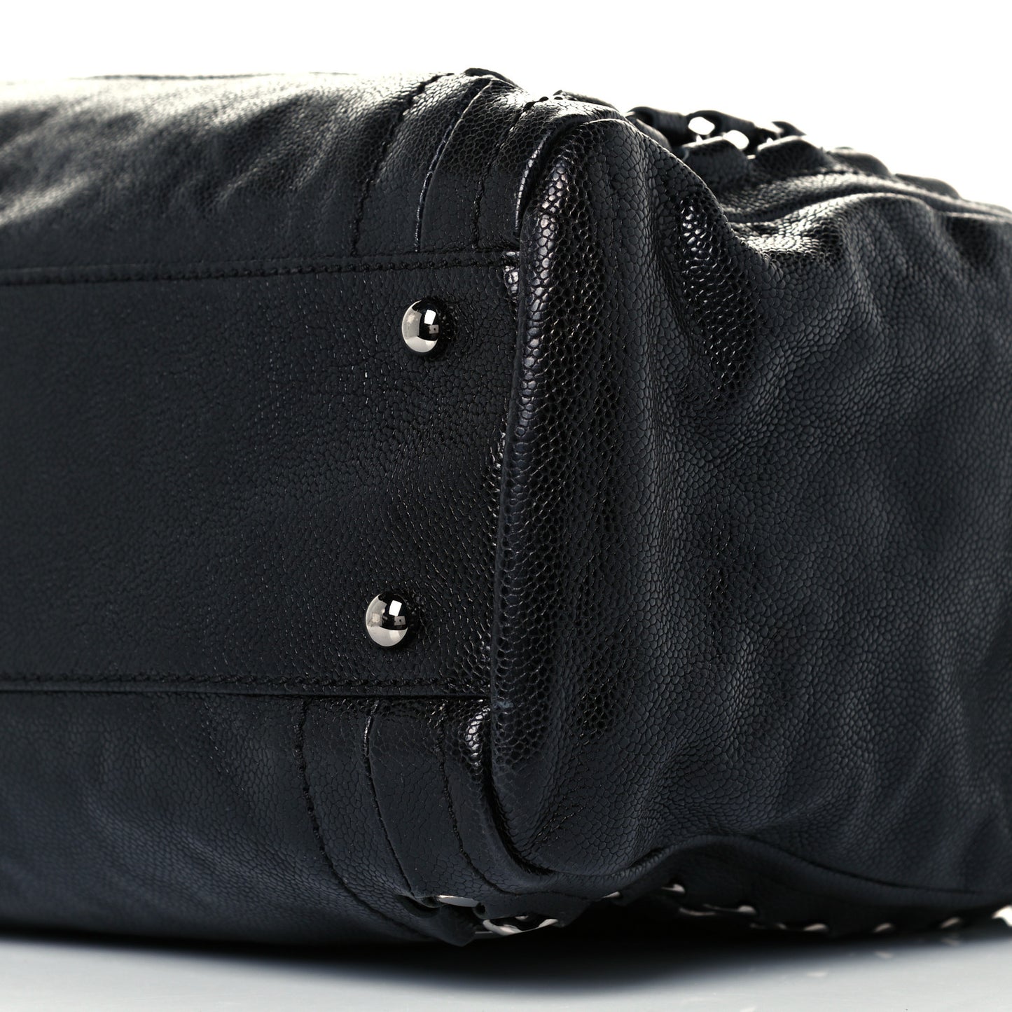 Glazed Calfskin Modern Chain Tote Black