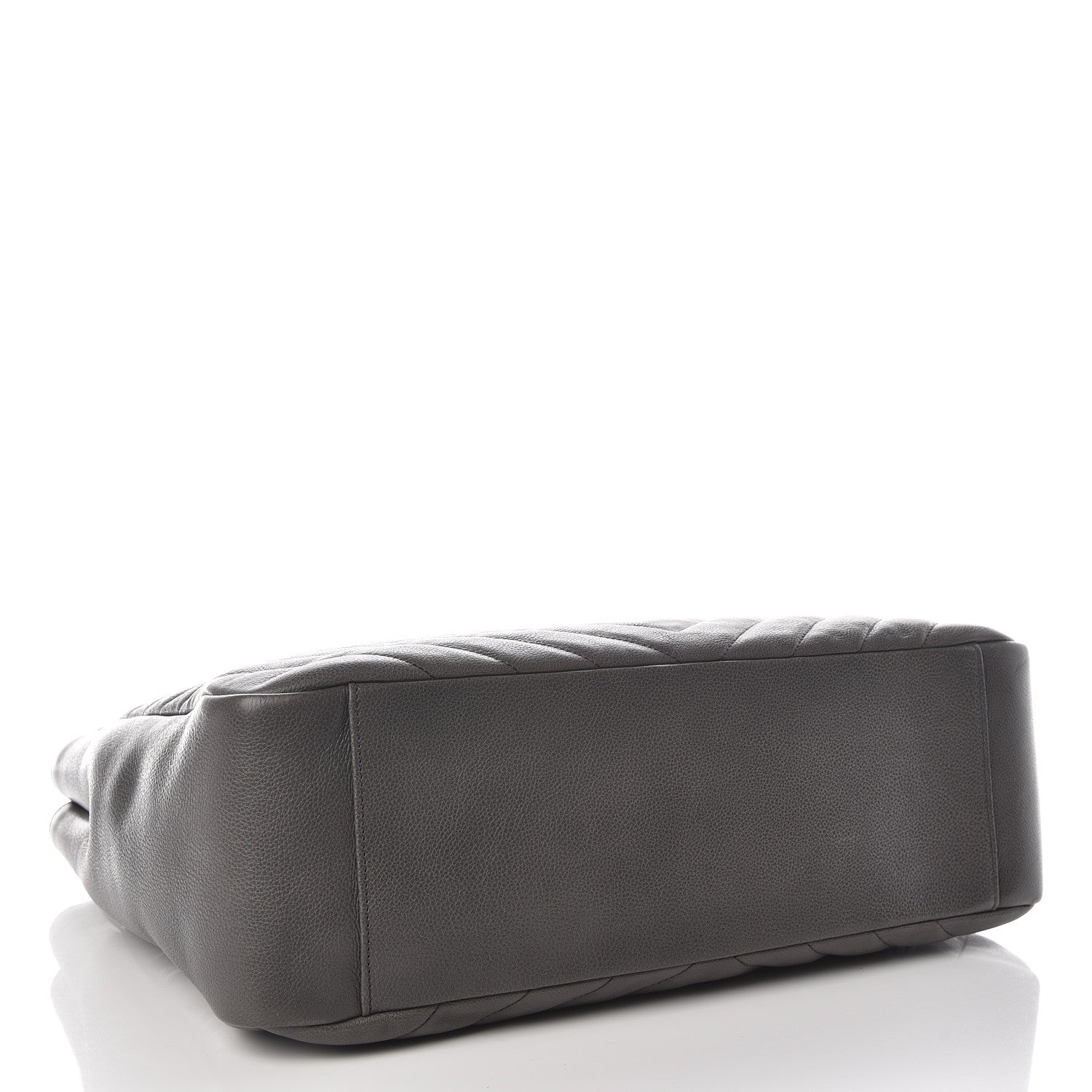 Saint Laurent Sheepskin Matelasse Chevron Large Monogram Shopping Bag Light Coal 4 of 22