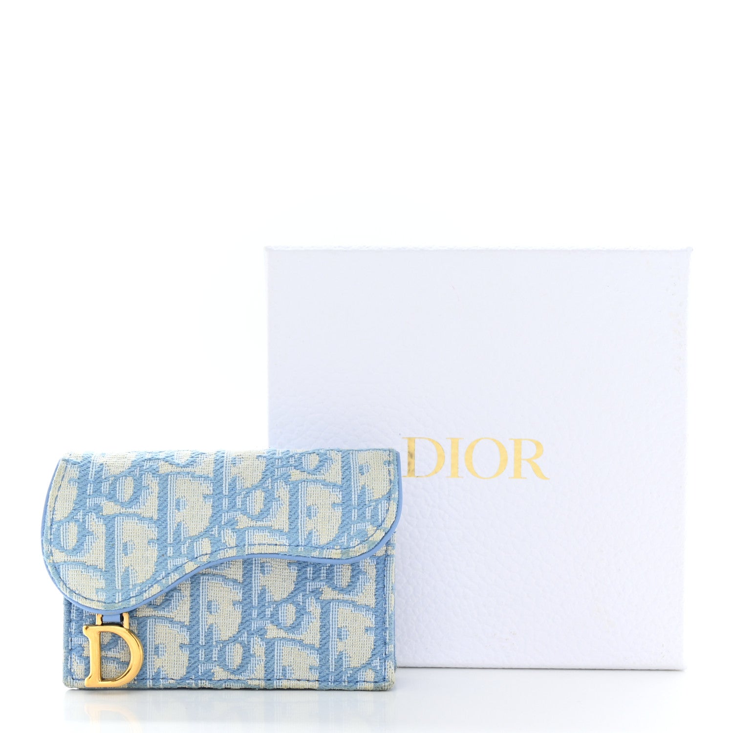 Christian Dior Oblique Saddle Card Holder Cornflower Blue 14 of 14