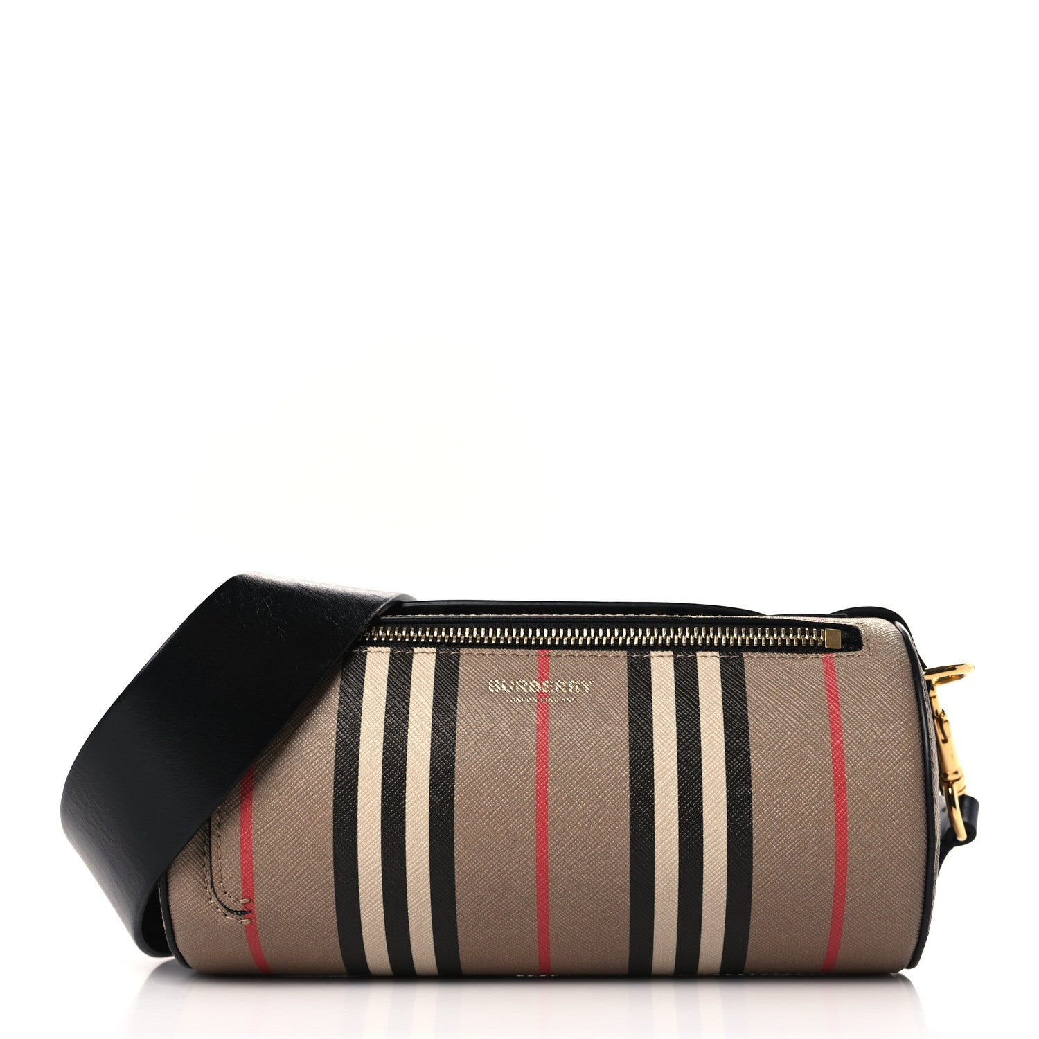 Burberry E-Canvas Calfskin Stripe Icon Barrel Bag Archive Beige 1 of 10