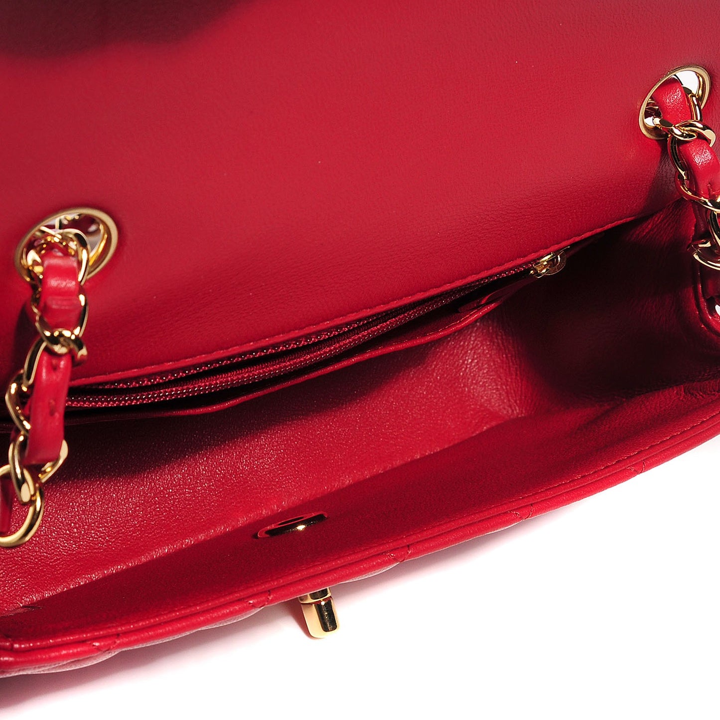 Lambskin Quilted Mini Rectangular Flap Red