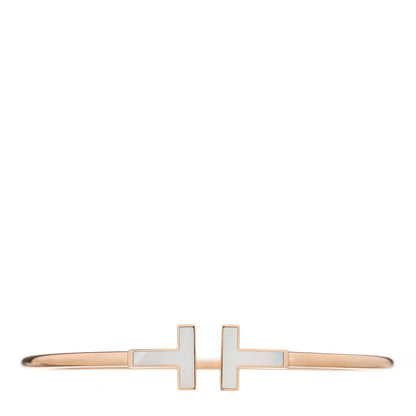 Tiffany 18K Rose Gold Mother of Pearl T Wire Bracelet 1 of 3