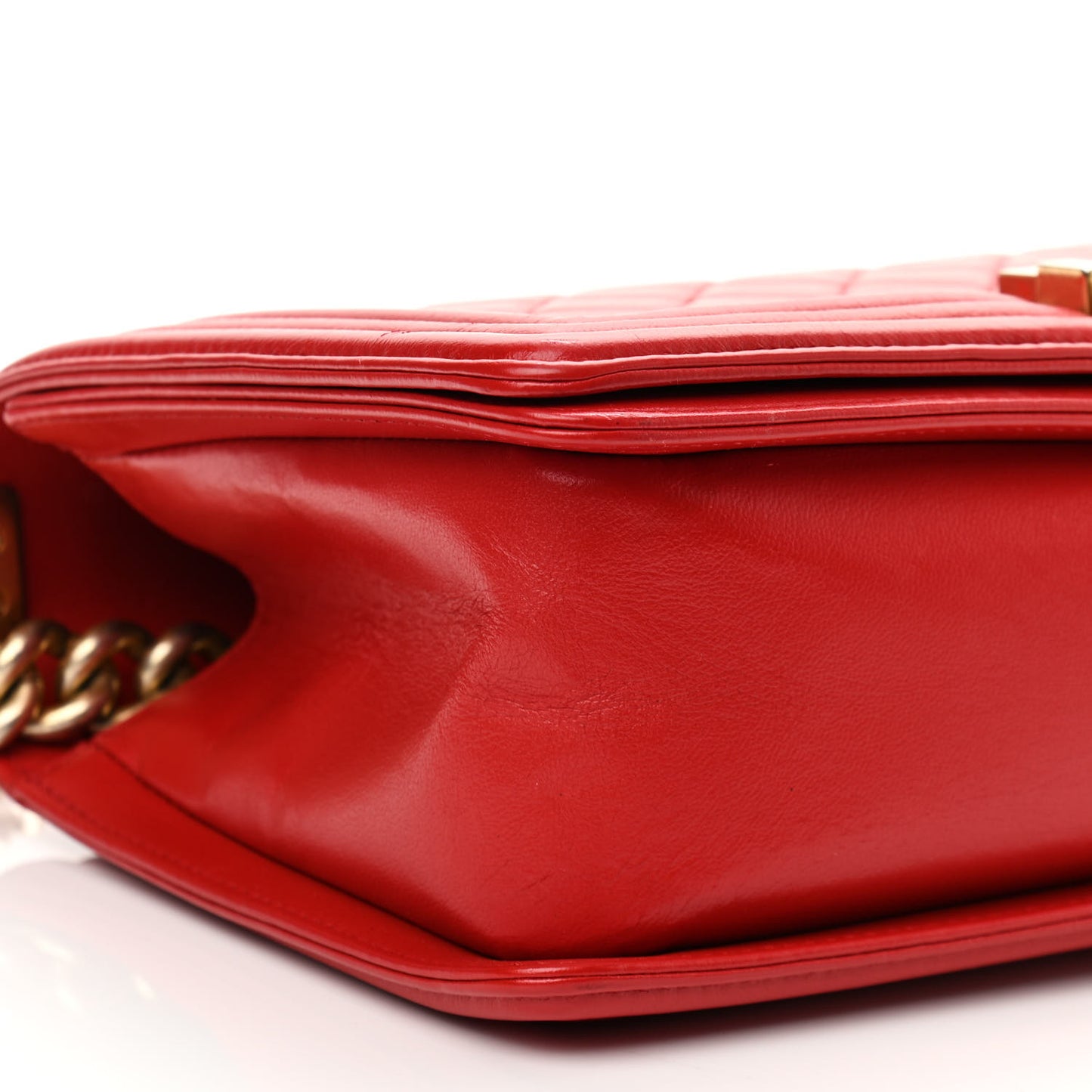 Lambskin Quilted Medium Boy Flap Red