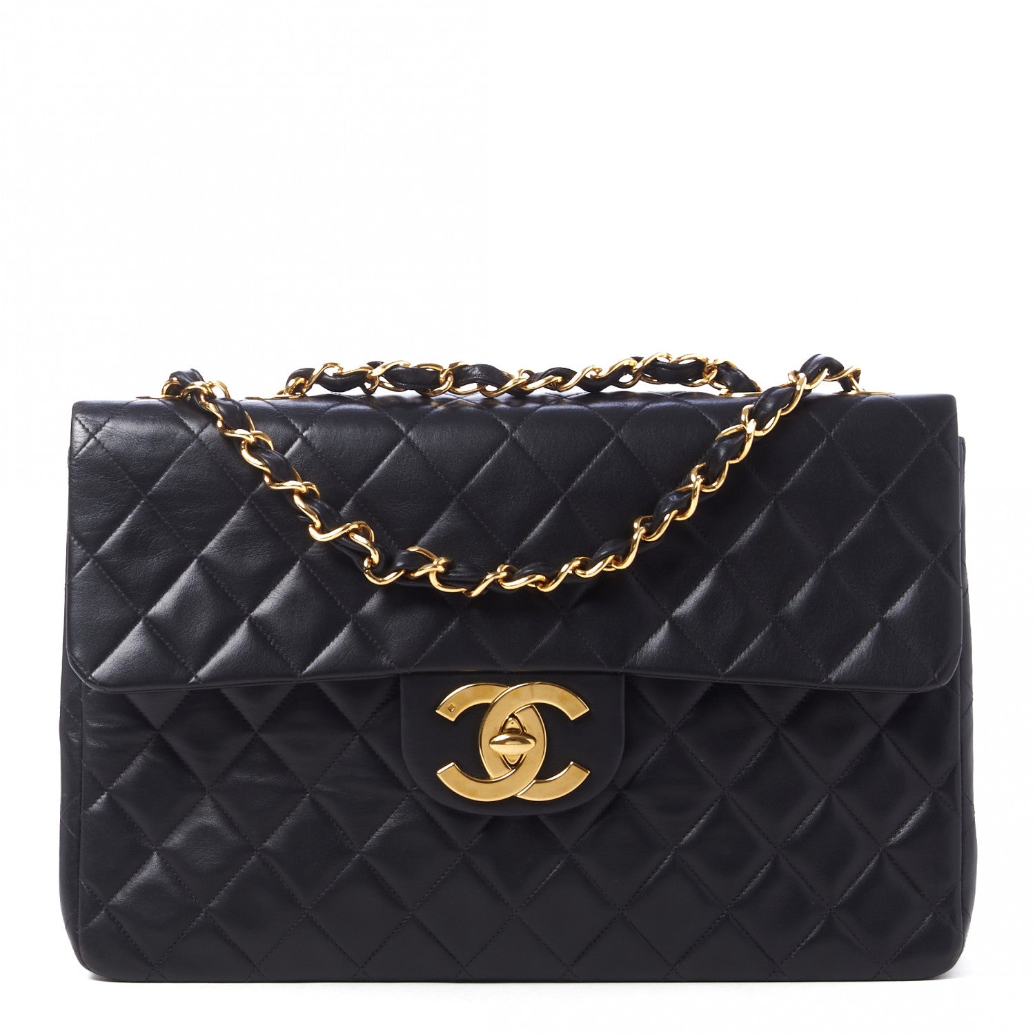 Chanel Lambskin Quilted XL Jumbo Single Flap Black 1 of 10