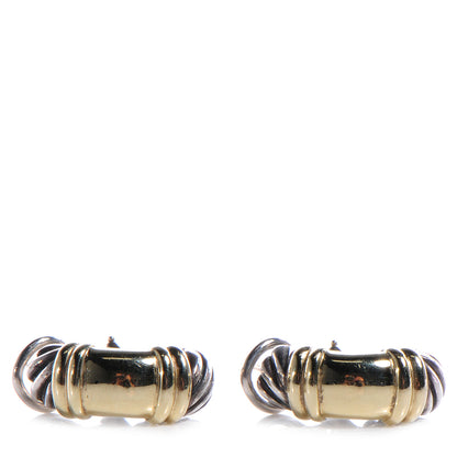 David Yurman 14k Yellow Gold and Sterling Silver Huggie Hoop Earrings 1 of 5