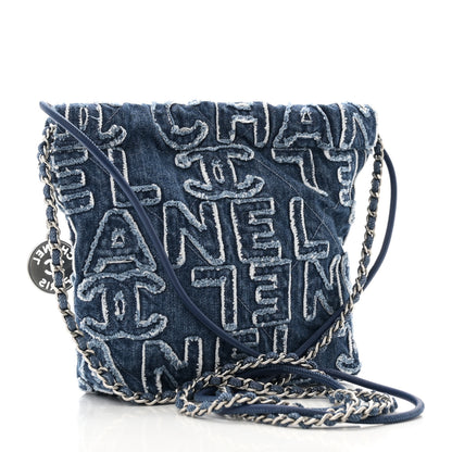 Chanel Washed Denim Logo Embroidered Mini Chanel 22 Blue 2 of 10