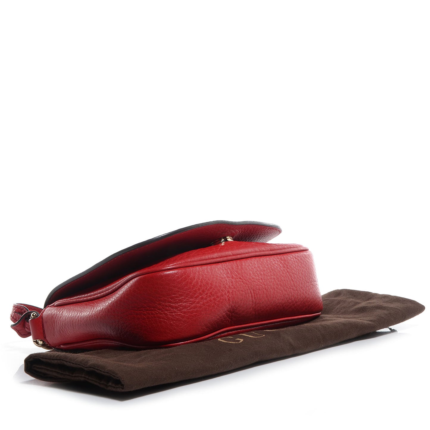 Pebbled Calfskin Small Soho Flap Crossbody Red