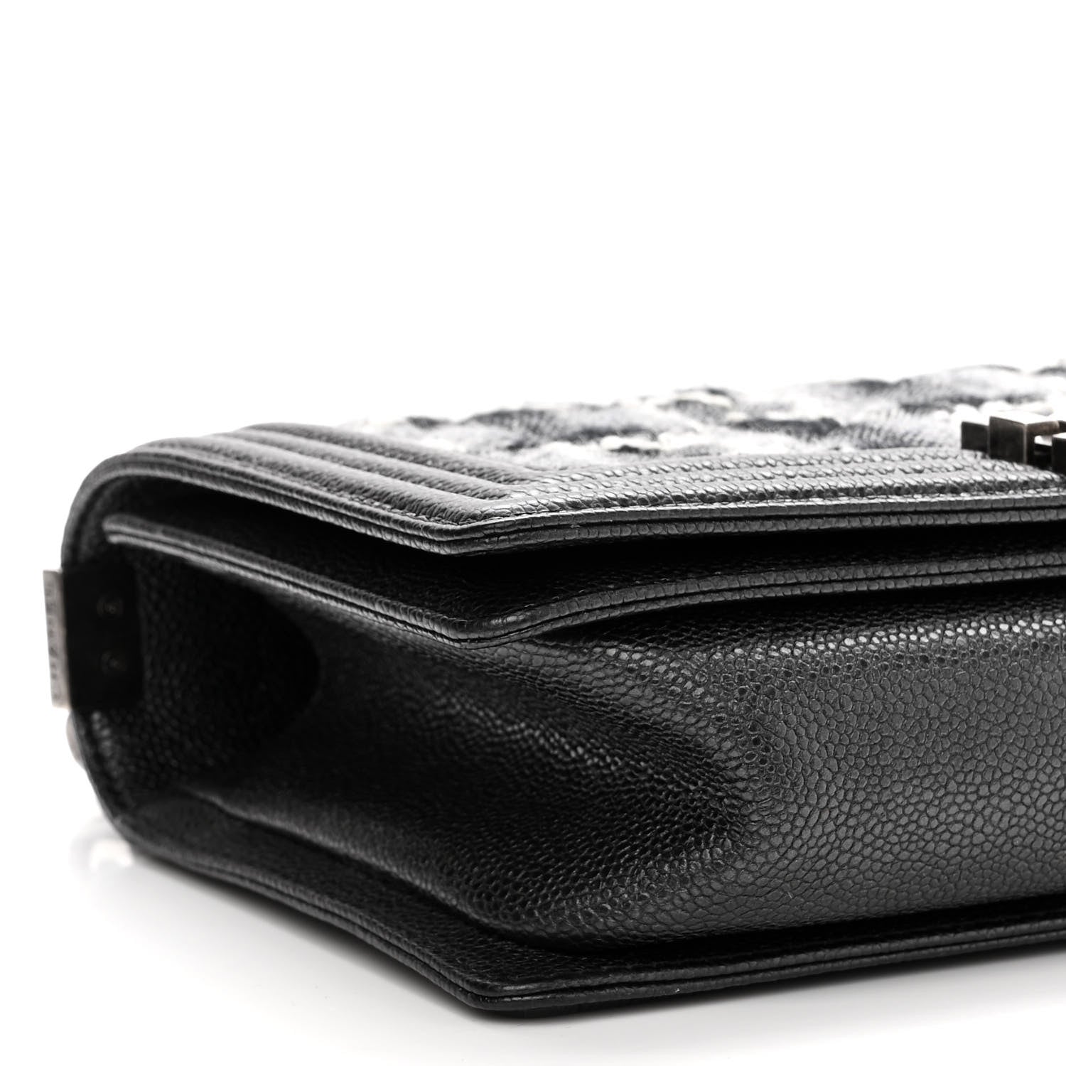 Chanel Caviar Tweed Quilted Medium Boy Flap Grey 9 of 10