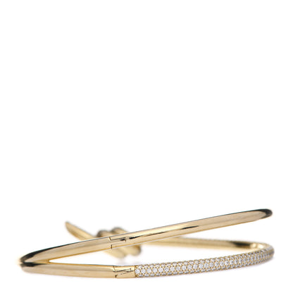 Tiffany 18K Yellow Gold Diamond Knot Double Row Hinged Bangle Bracelet 3 of 5