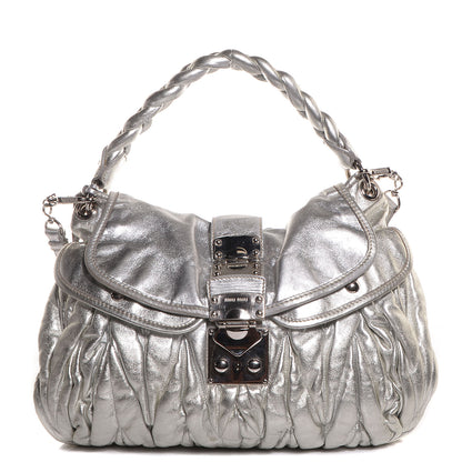 Miu Miu Leather Matelasse Coffer Silver 1 of 10
