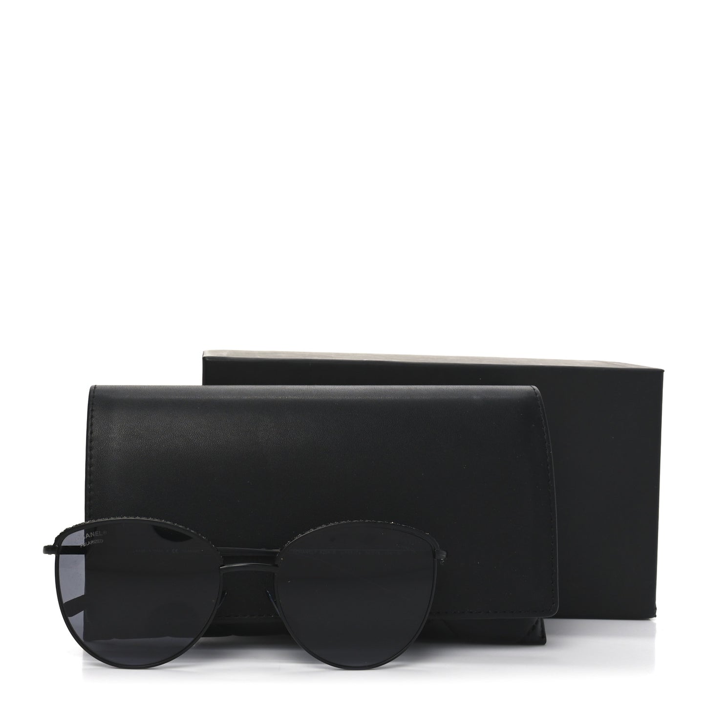 Metal Crystal Polarized Sunglasses 4258-B Black