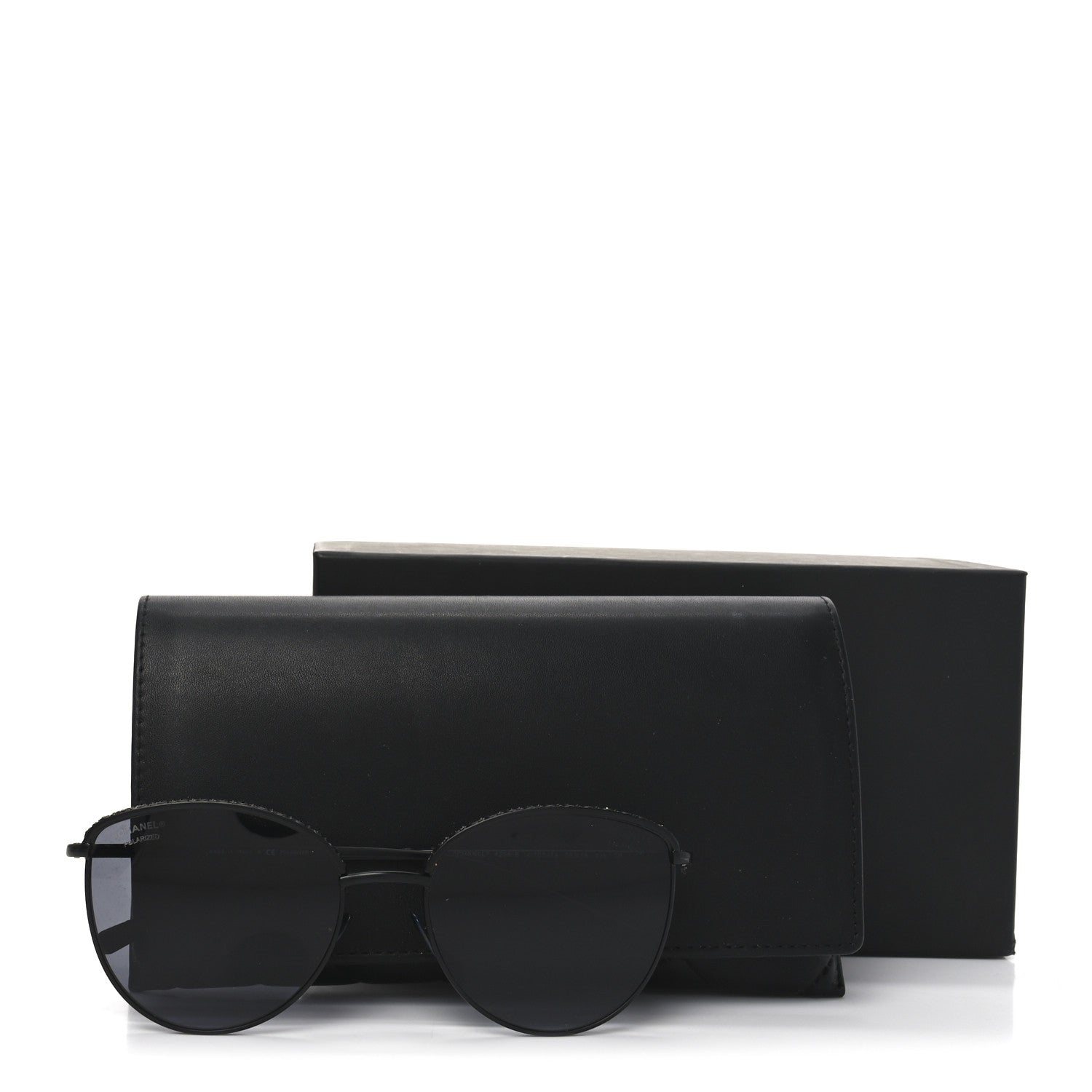 Chanel Metal Crystal Polarized Sunglasses 4258-B Black 7 of 7