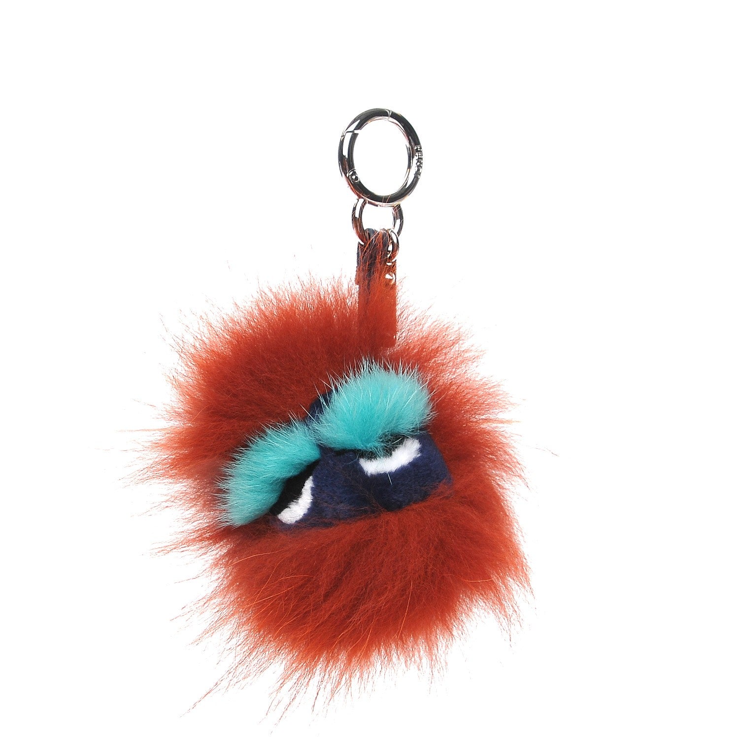 Fendi Fox Mink Rabbit Fur Vitello Dolce Blueminous Monster Bag Bug Charm Rust Turquoise 1 of 5