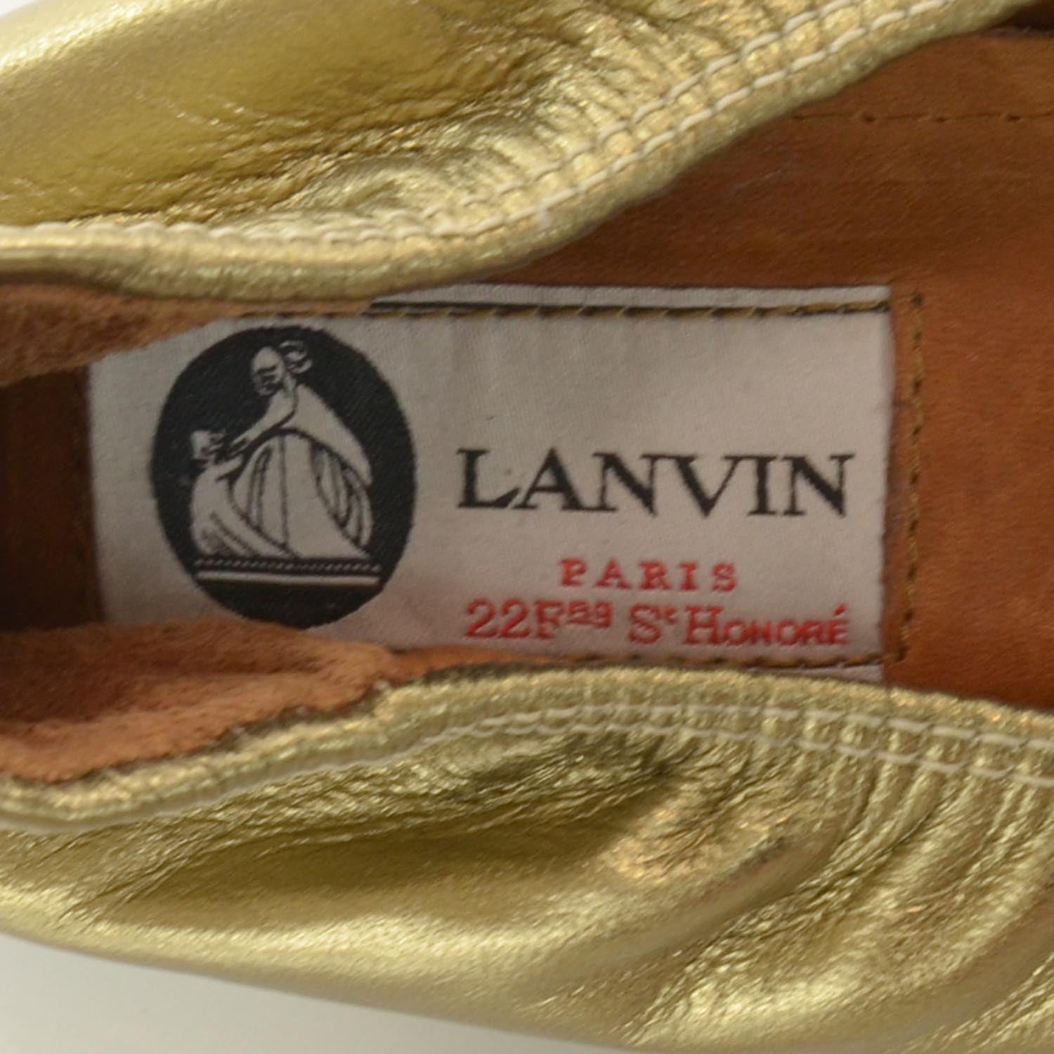 Lanvin Leather Elastic Ballet Flats Metallic 40 5 of 6