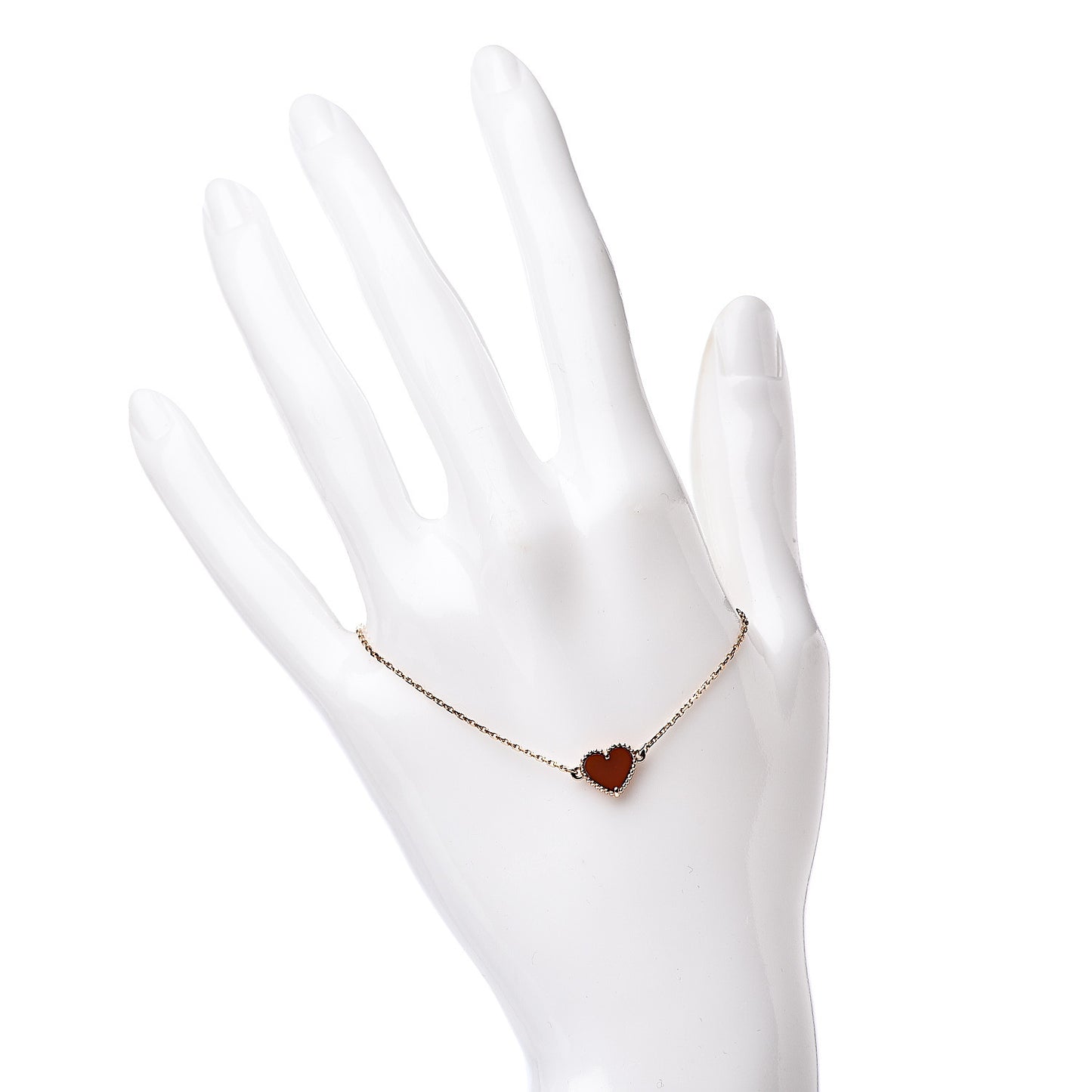 18K Rose Gold Carnelian Sweet Alhambra Heart Bracelet