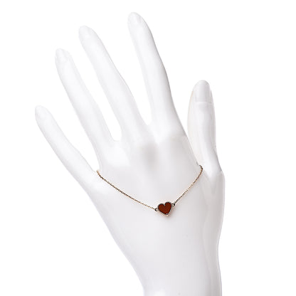 Van Cleef & Arpels 18K Rose Gold Carnelian Sweet Alhambra Heart Bracelet 2 of 6