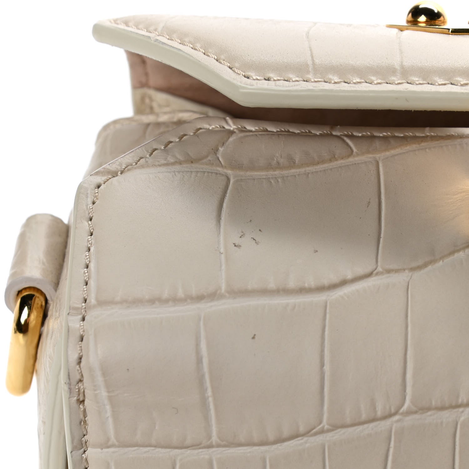 Alexander McQueen Calfskin Crocodile Embossed Box Shoulder Bag 16 Cream 16 of 19