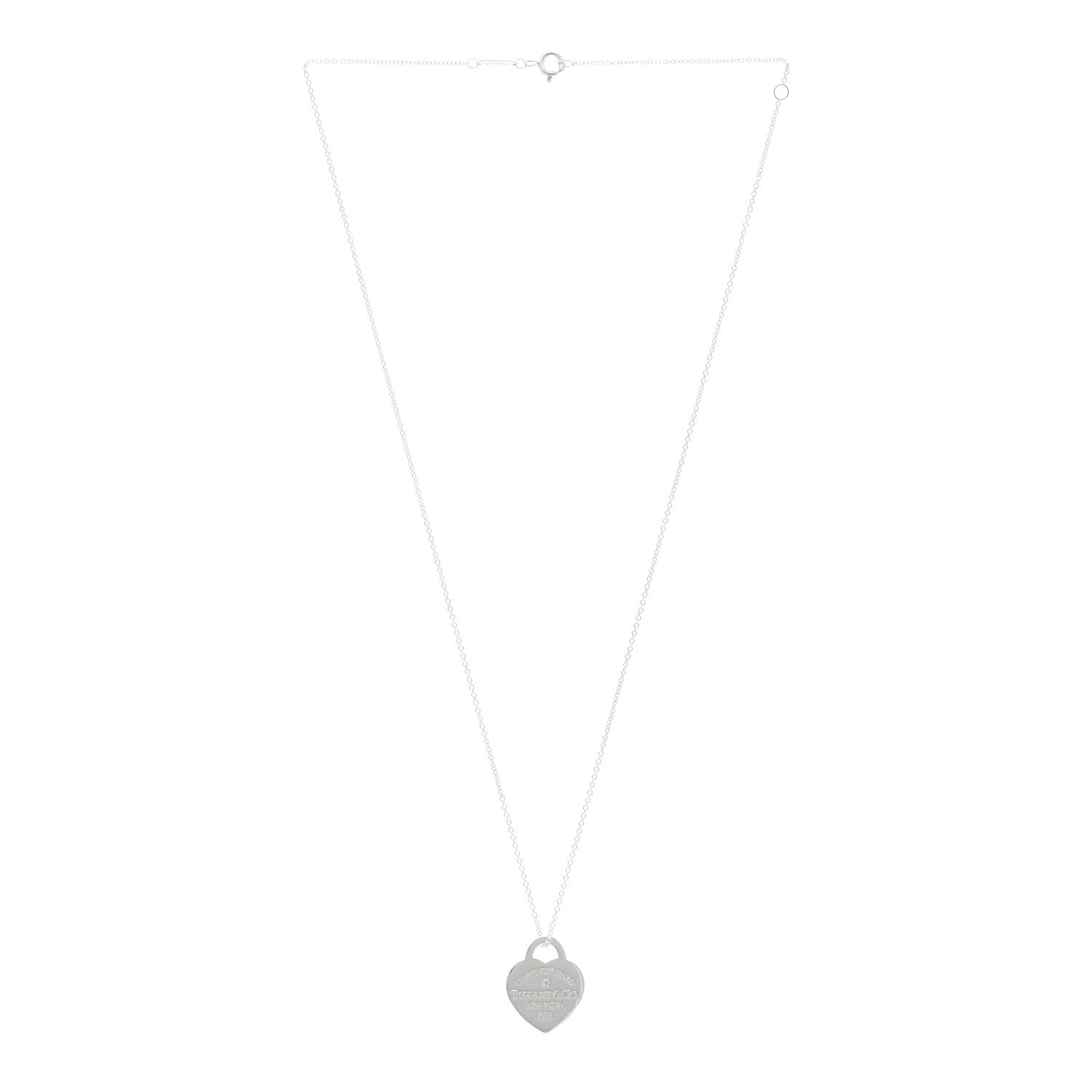 Tiffany Sterling Silver Diamond Small Return to Tiffany Heart Pendant Necklace 3 of 6