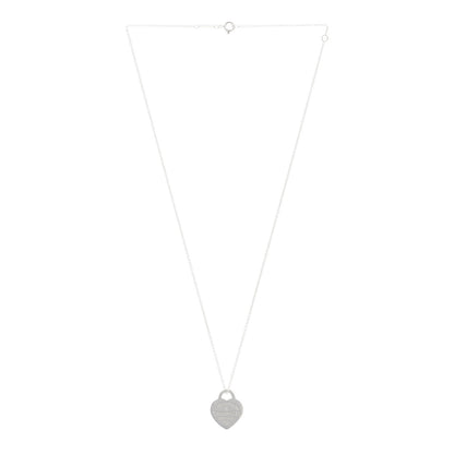 Tiffany Sterling Silver Diamond Small Return to Tiffany Heart Pendant Necklace 3 of 6