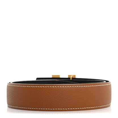 Hermes Box Taurillon Clemence 32mm Square H Belt 75 30 Black Gold 2 of 8