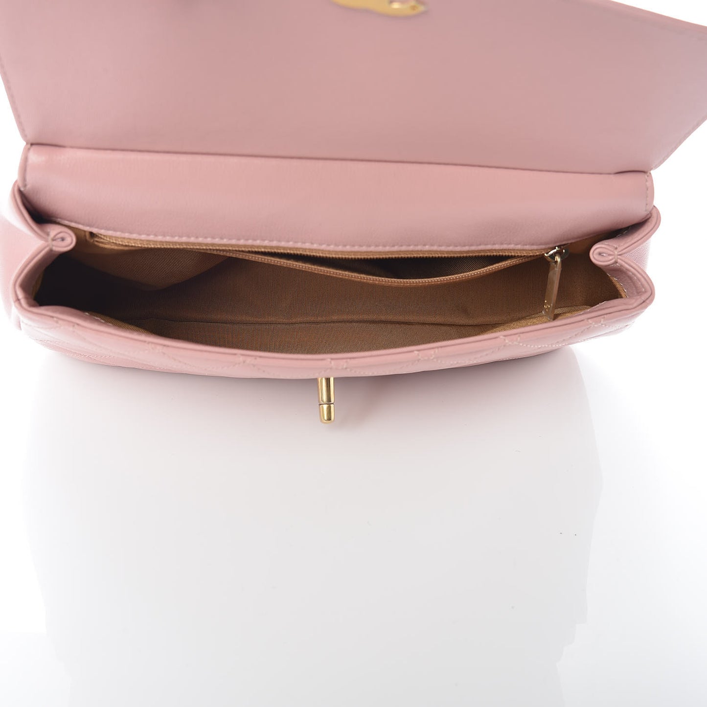 Lambskin Quilted Curved Flap Pink