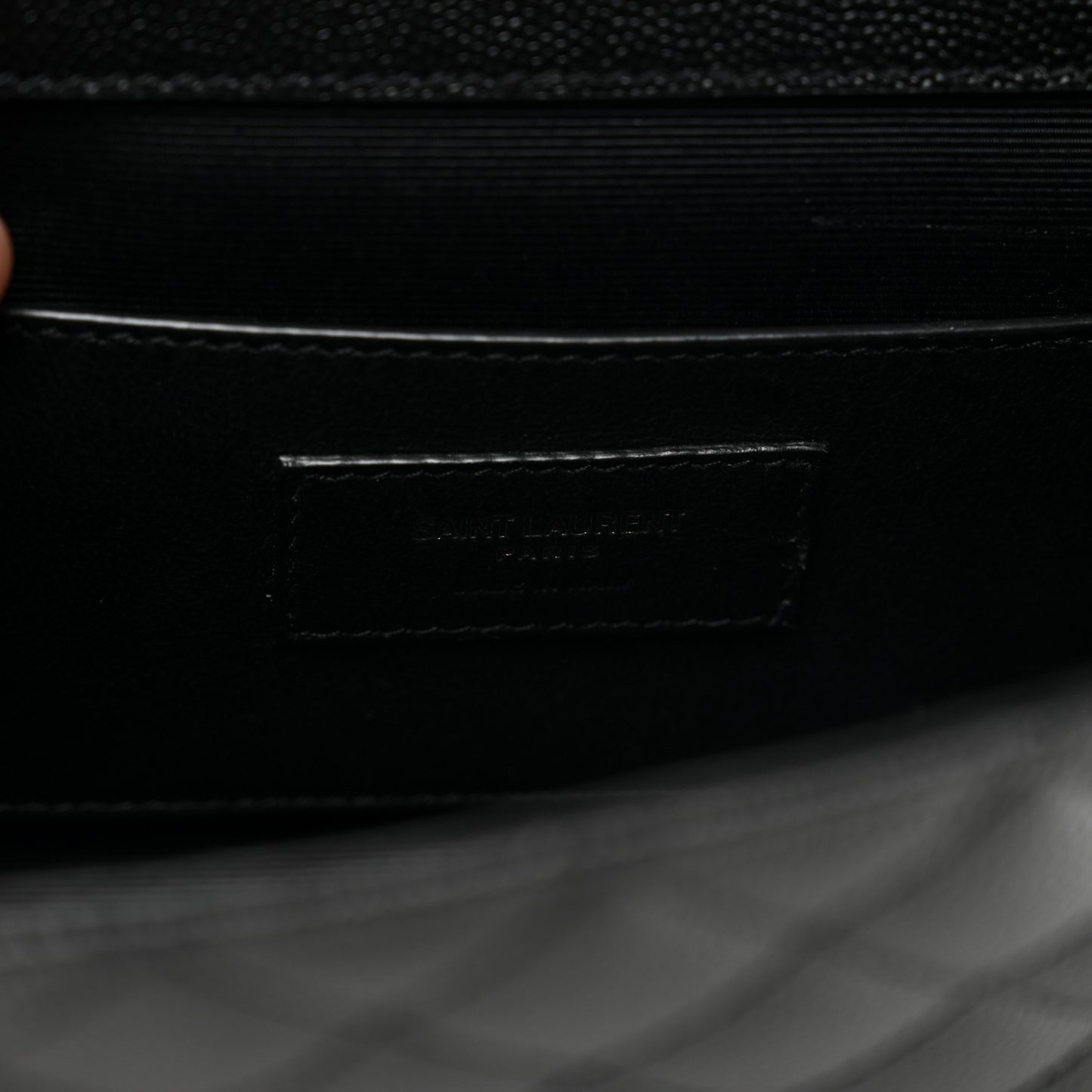 Grain De Poudre Textured Mixed Matelasse Triquilt Small Monogram Monochrome Satchel Black