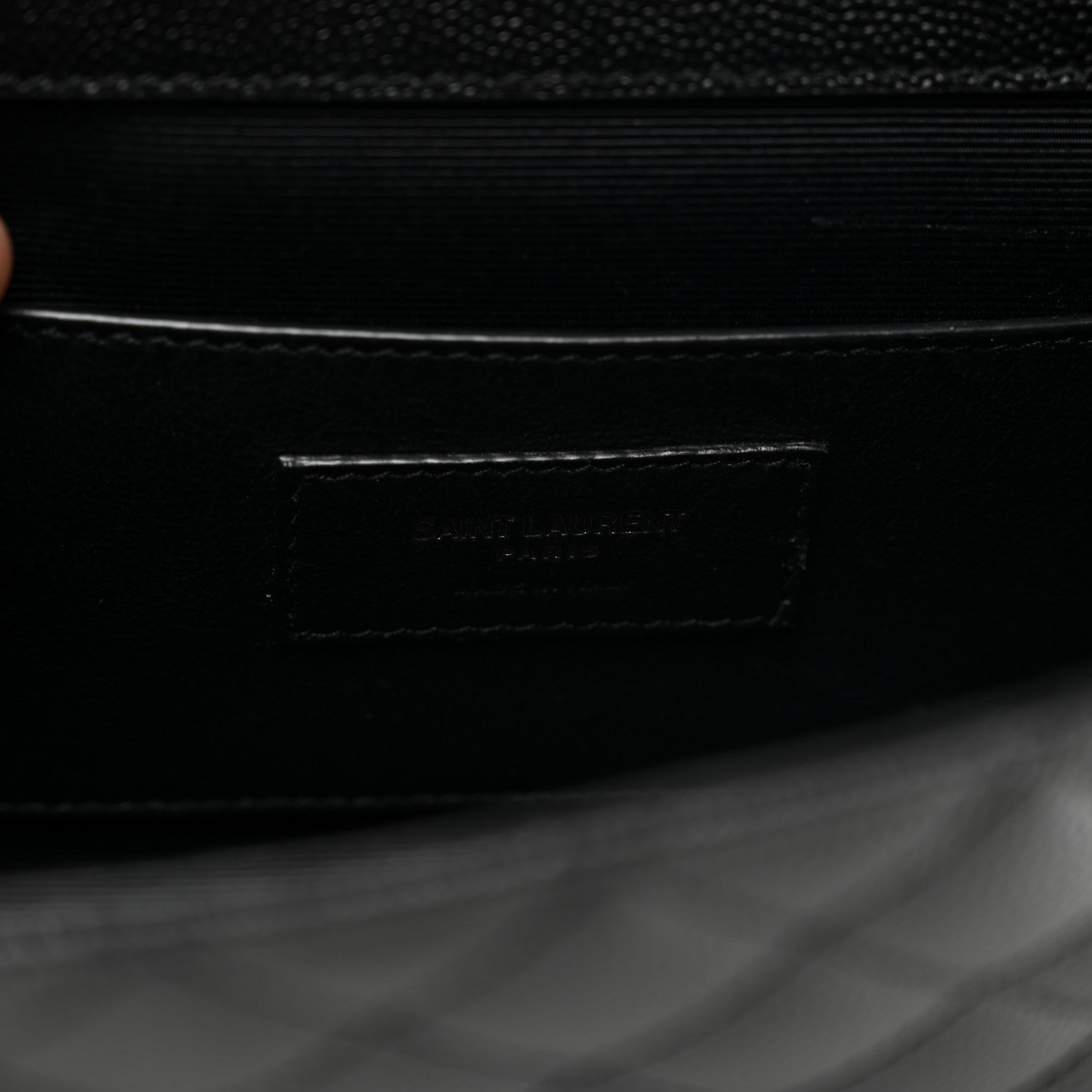 Saint Laurent Grain De Poudre Textured Mixed Matelasse Triquilt Small Monogram Monochrome Satchel Black 7 of 9