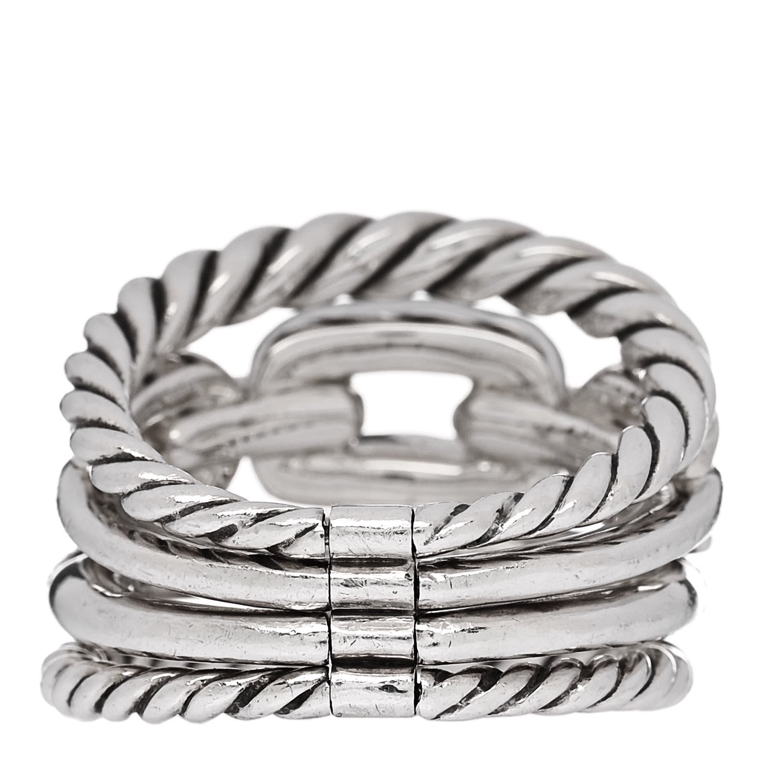 David Yurman Sterling Silver Diamond Wellesley Four-Row Ring 54 7 3 of 4