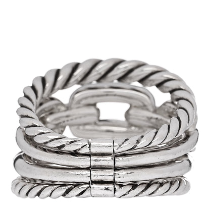 David Yurman Sterling Silver Diamond Wellesley Four-Row Ring 54 7 3 of 4