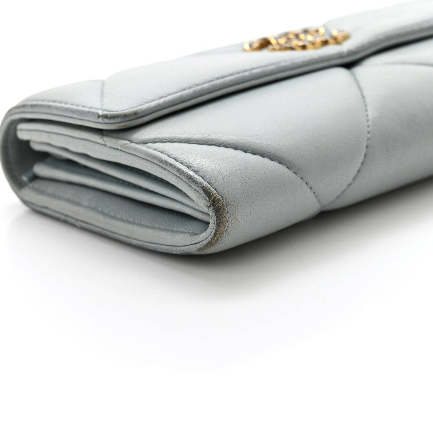 Chanel Lambskin Quilted Chanel 19 Flap Wallet Light Blue 10 of 12
