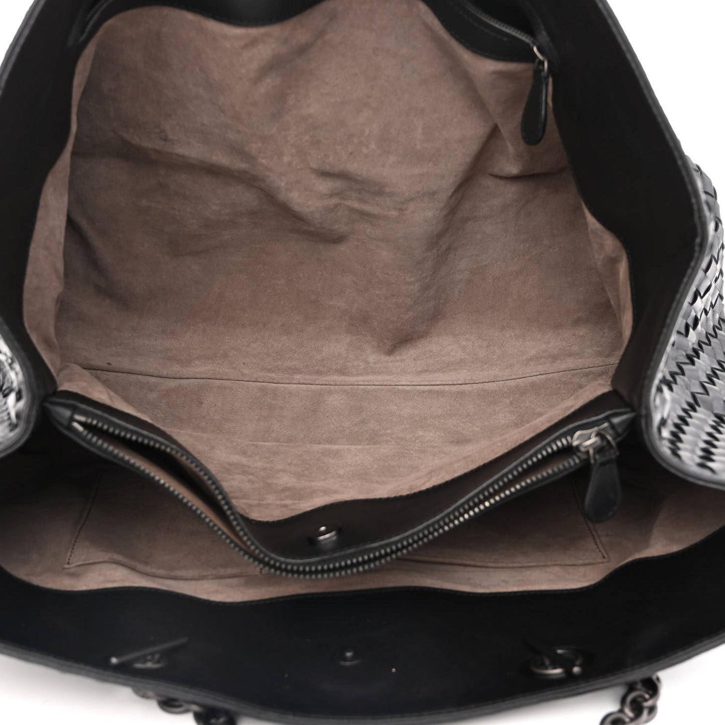 Nappa Intrecciato Large Classic Chain Strap Tote Black