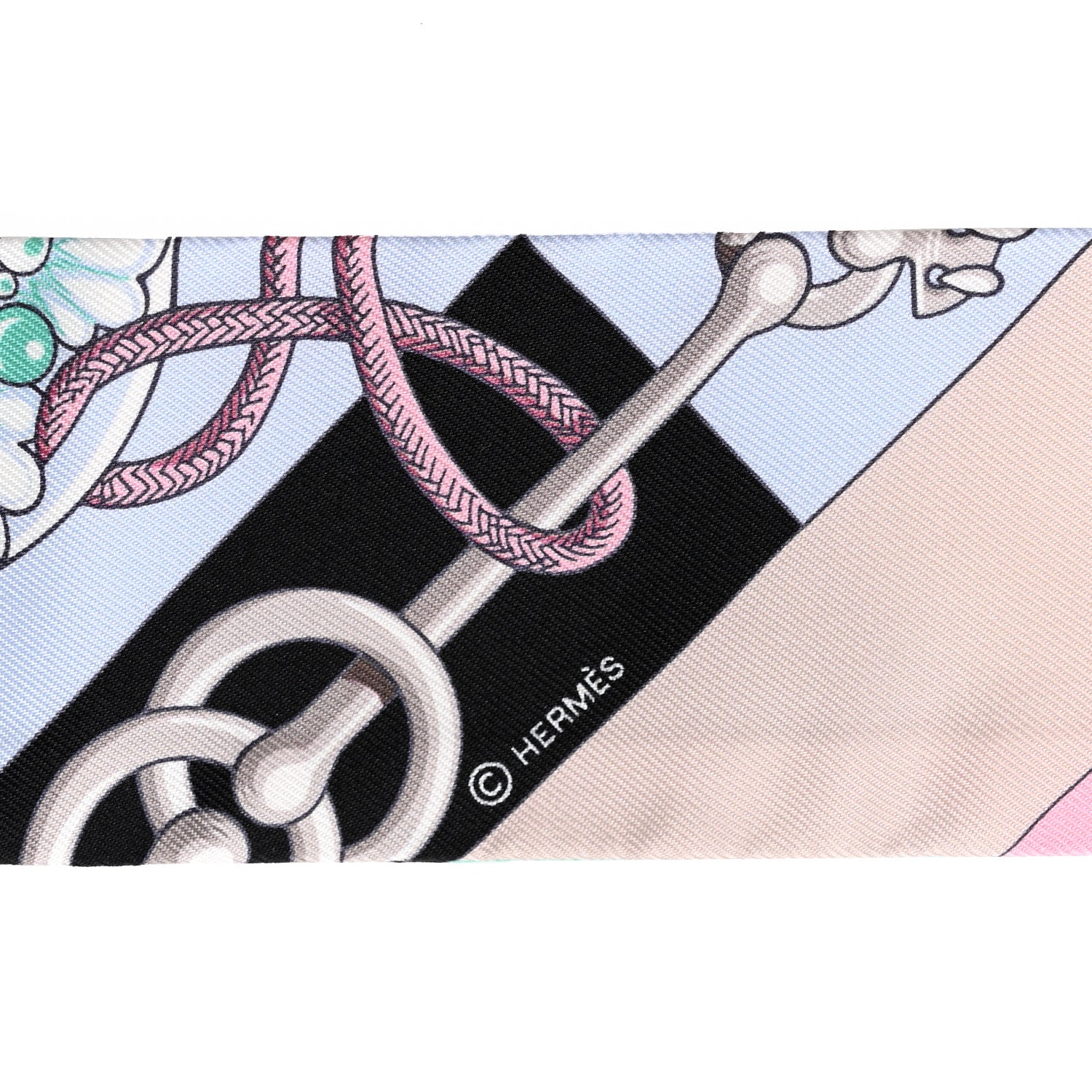 Hermes Silk Cliquetis Twilly Black Rose Menthol 4 of 4