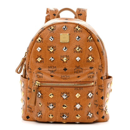 MCM Visetos Studded Small Stark Backpack Cognac 1 of 10