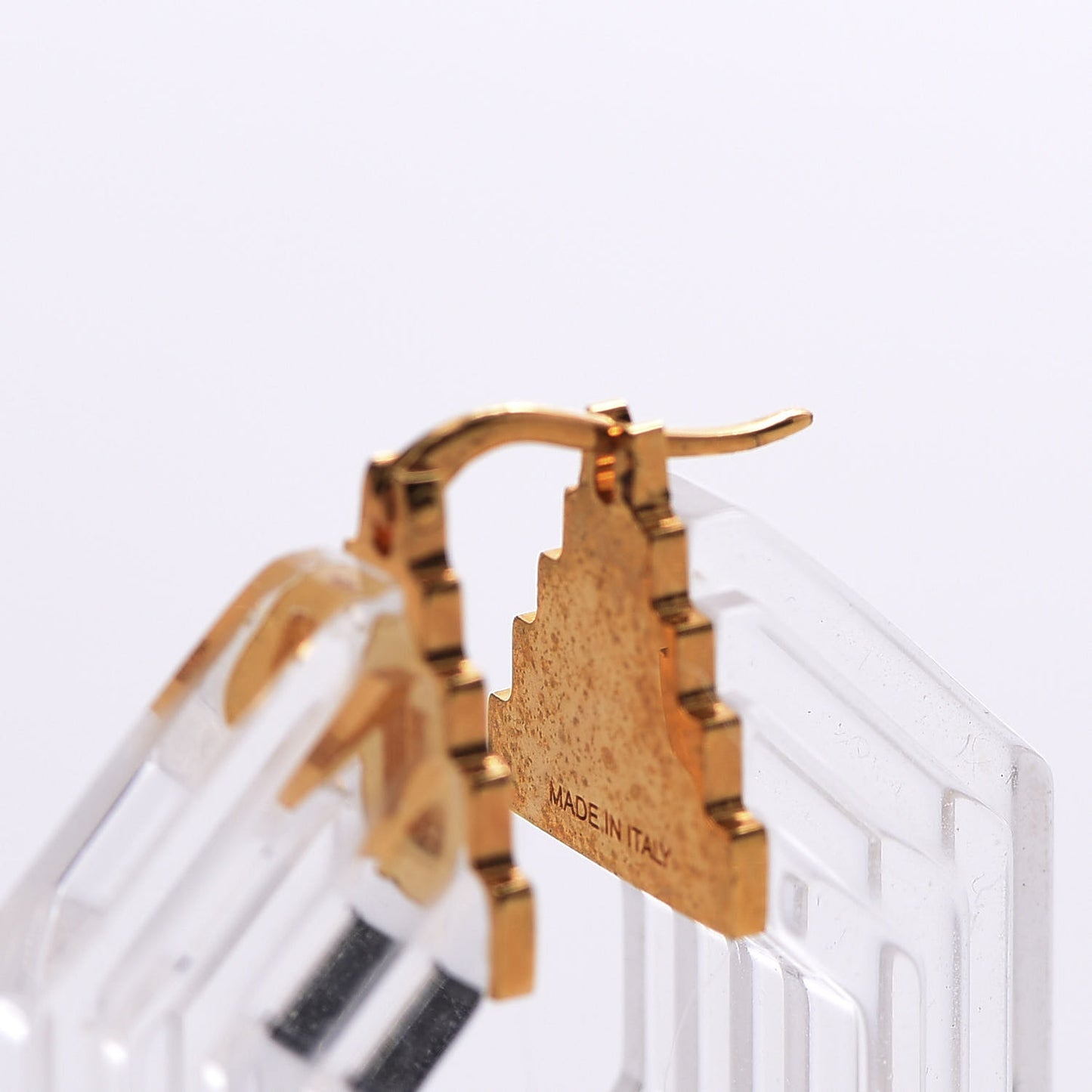 Lucite Octagonal Art Deco Hoop Earrings