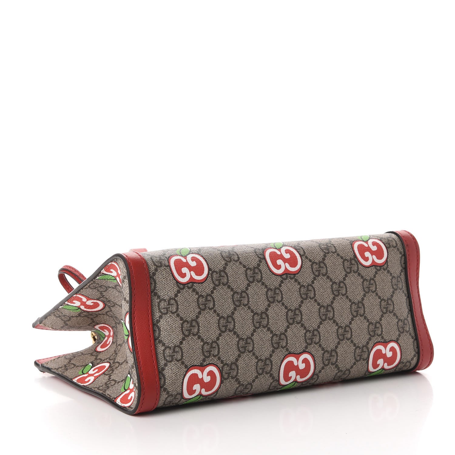 Gucci GG Supreme Monogram Apple Small Padlock Tote Beige Multicolor Lobster Red 4 of 11