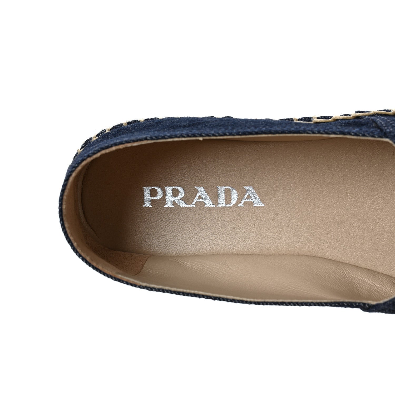 Prada Denim Logo Espadrilles 38.5 Blue 7 of 8