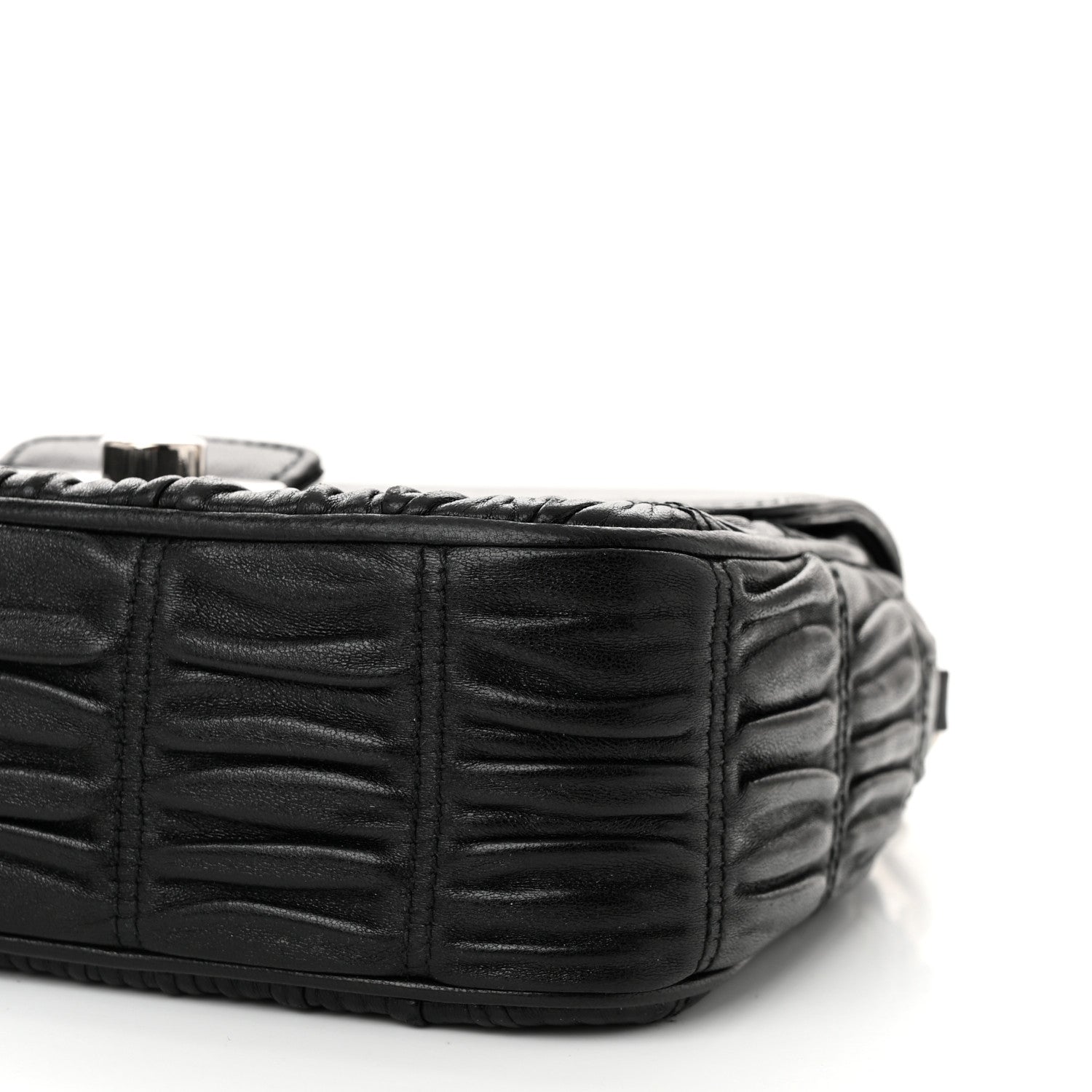 Prada Nappa Gaufre Sound Chain Flap Shoulder Bag Black 11 of 12