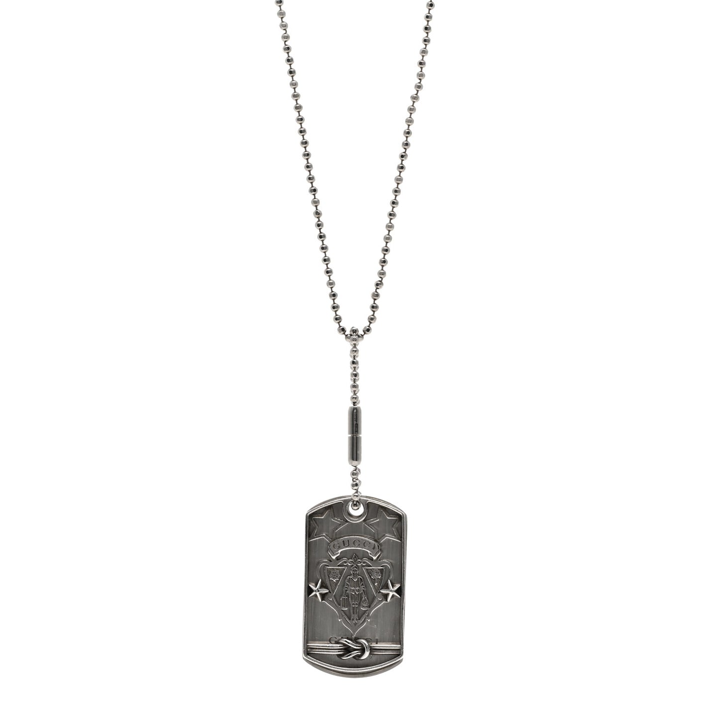 Sterling Silver Crest Dog Tag Necklace