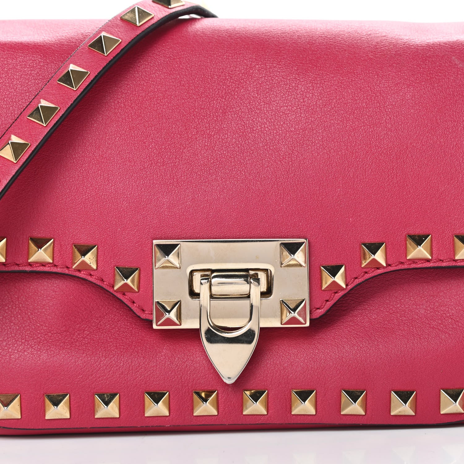 Valentino Garavani Vitello Mini Rockstud Flap Saddle Crossbody Bag Cyclamin 8 of 15