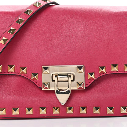 Valentino Garavani Vitello Mini Rockstud Flap Saddle Crossbody Bag Cyclamin 8 of 15