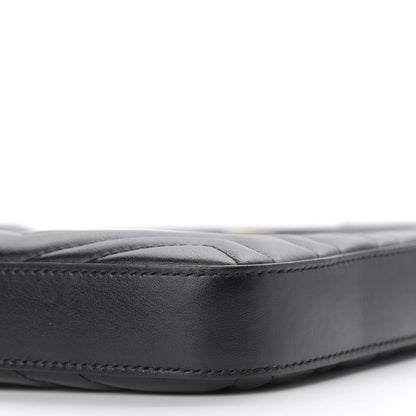 Gucci Calfskin Matelasse GG Marmont Flat Messenger Bag Black 9 of 10