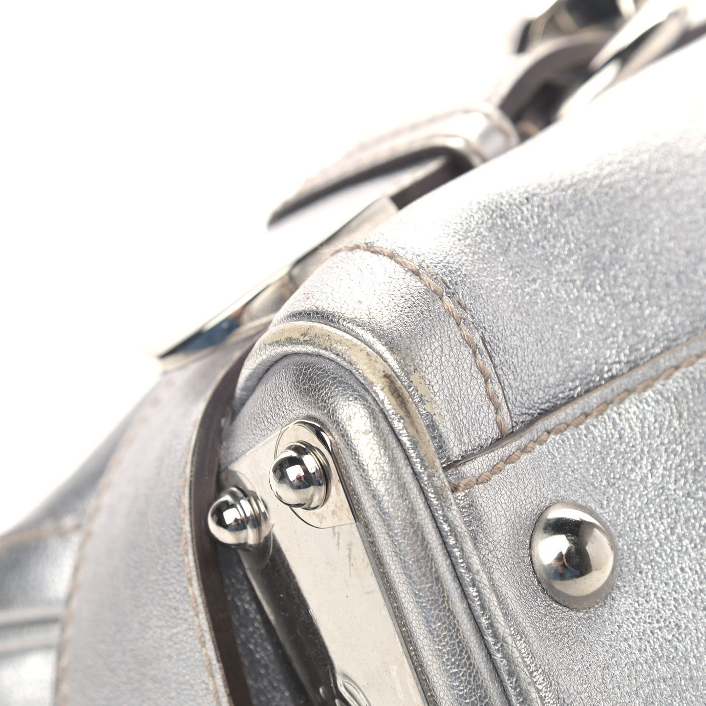 Metallic Calfskin Romy Boston Silver