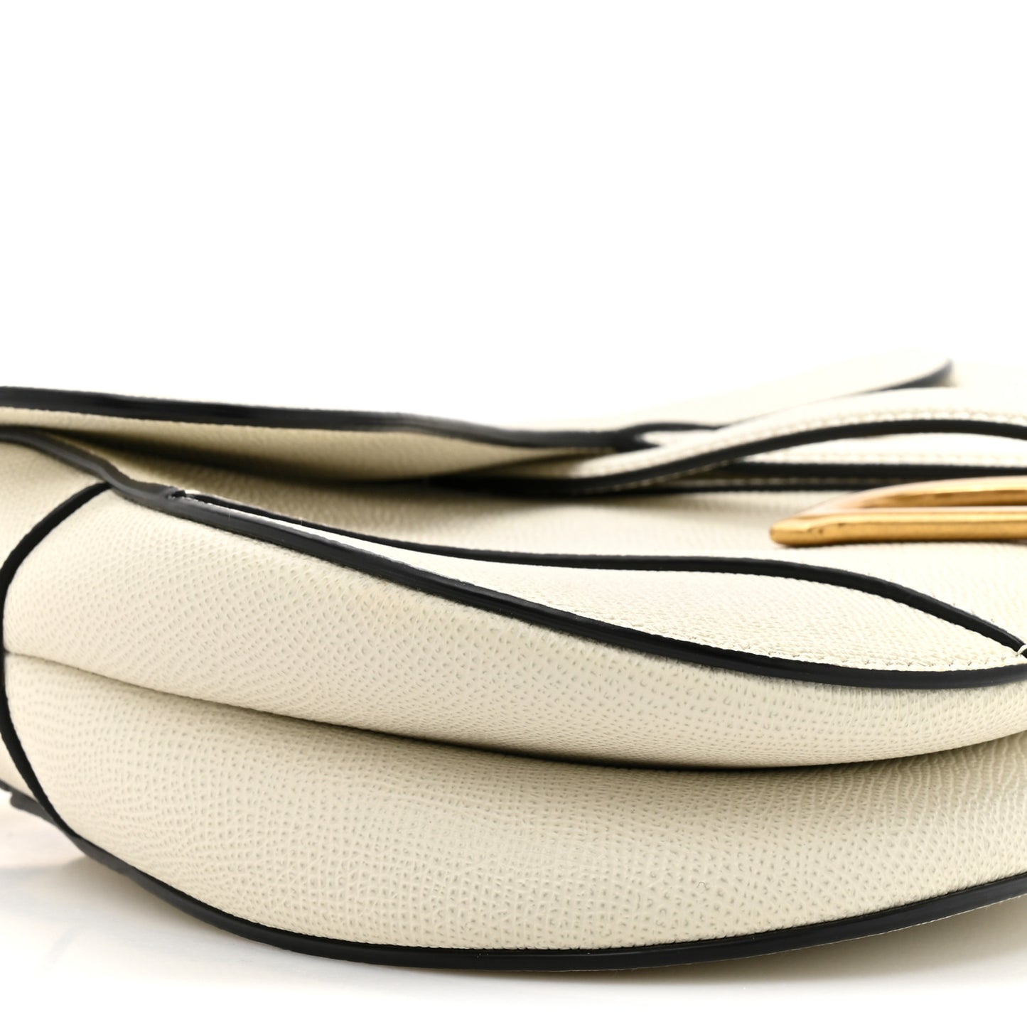 Grained Calfskin Saddle Bag White