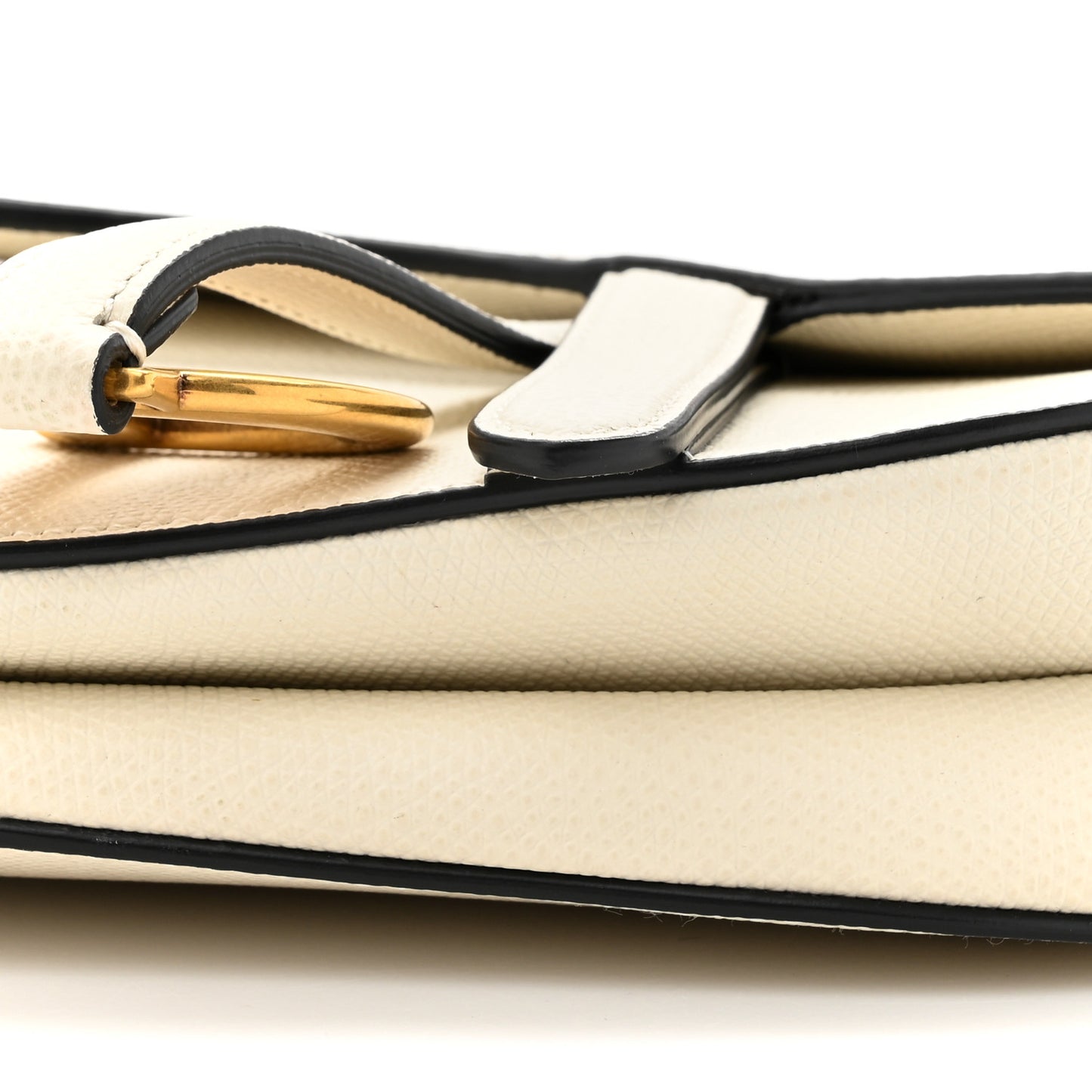 Grained Calfskin Mini Saddle Bag White