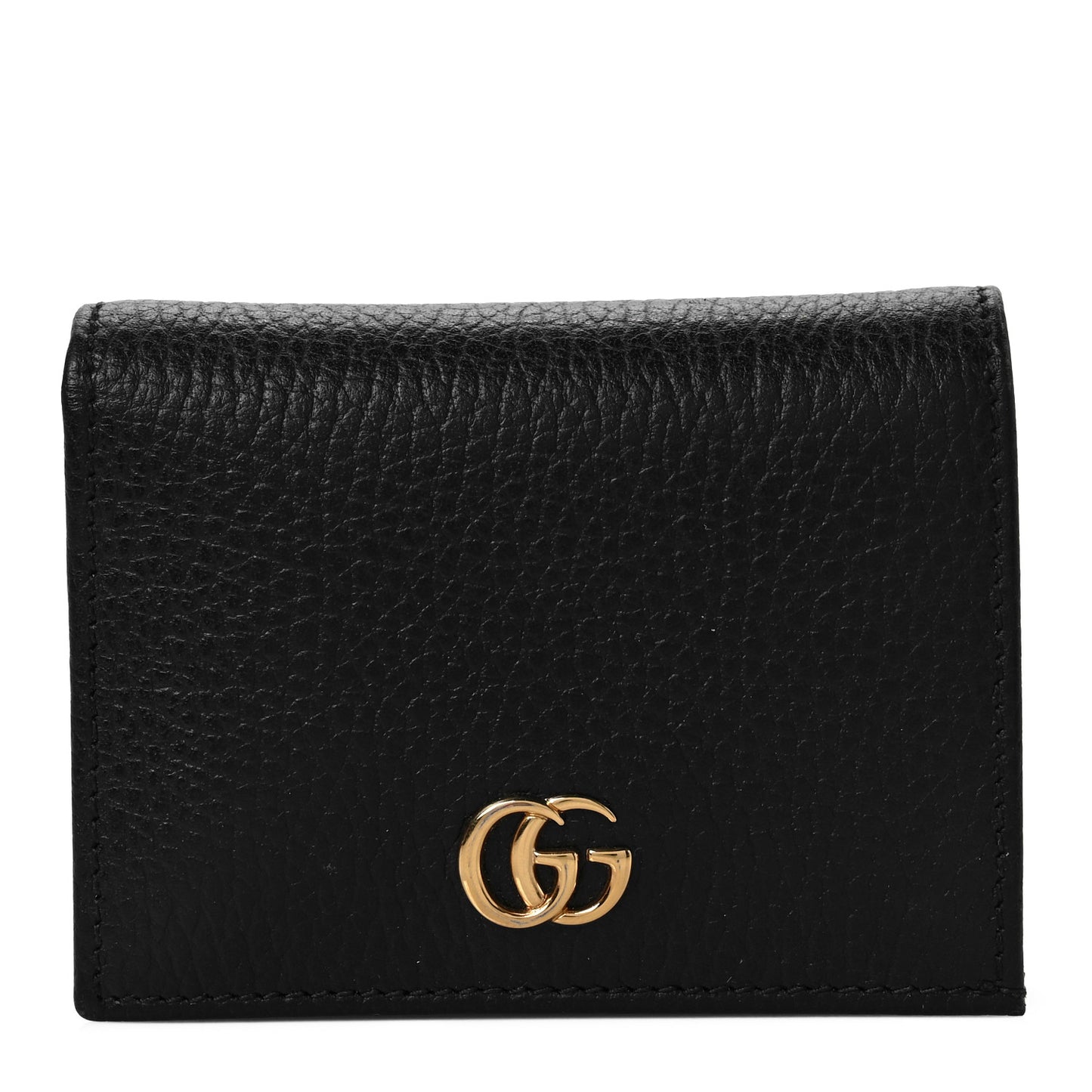 Pebbled Calfskin GG Marmont Card Case Black